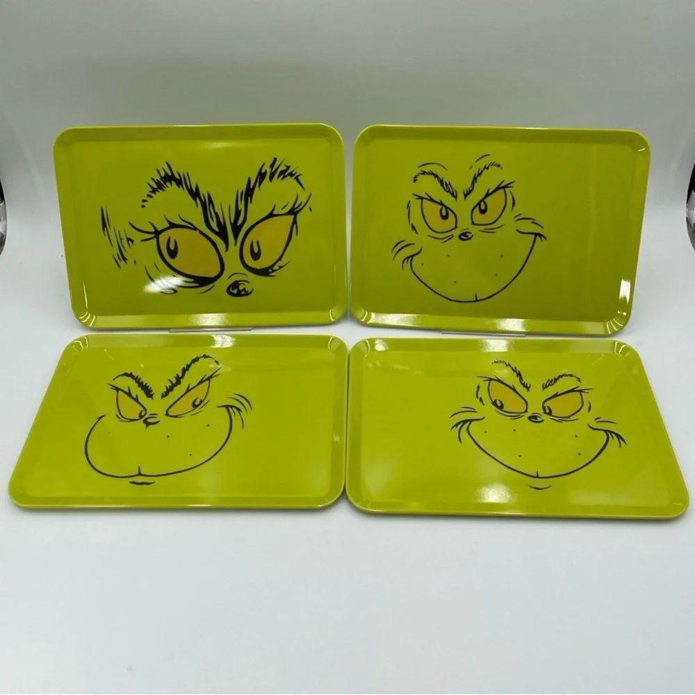 Grinch Melamine Christmas Platters Green Face Dr. Seuss 2023 Holiday‎ Edition